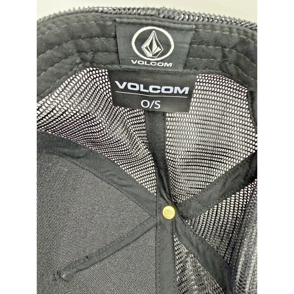 Volcom Snapback Mesh Back Trucker Hat Black One Size Adjustable Solid